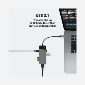 Green Cell HUBGC01 - Hub USB Type-C 5Gbps avec HDMI 4K 60Hz, USB 3.2 Gen 2 Type-A/Type-C, Lecteur de Cartes SD/MicroSD, Power Delivery 85W - Miniature 3