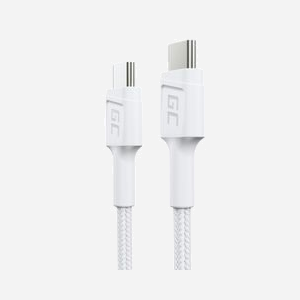 Green Cell GC PowerStream Câble USB-C 0.3m USB 3.2 Gen 1 (3.1 Gen 1) Blanc, 480 Mbit/s, Power Delivery 60W, AWG 23/30, TPE Tressé - Miniature 1