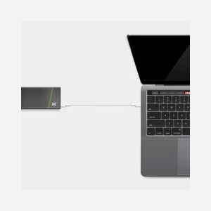 Green Cell GC PowerStream Câble USB-C 0.3m USB 3.2 Gen 1 (3.1 Gen 1) Blanc, 480 Mbit/s, Power Delivery 60W, AWG 23/30, TPE Tressé - Miniature 3