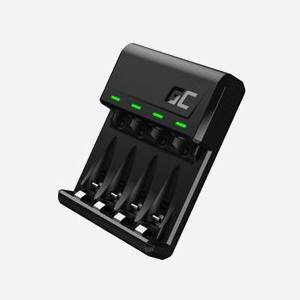 Green Cell GC VitalCharger - Chargeur USB pour 4 Piles NiMH AA/AAA, Protection Surtension/Court-circuit, 1.5V/1.2A, Indicateurs LED, Noir