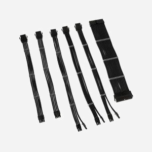 Kolink COREADEPT-EK-BLK : Kit de 6 câbles internes, longueur 0.35m, connecteurs mâle/femelle, AWG 16, gaine PET, conducteurs cuivre, incluant 20+4pin, 8pin, 4+4pin et 6+2pin.