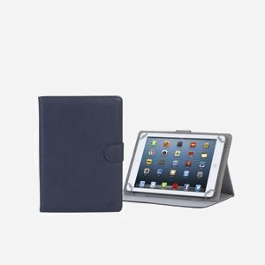 Rivacase 3017 Folio Bleu 10.1" (25.6cm) Simili-Cuir, Polyuréthane, Velours. Compatible iPad Air 2, Galaxy Tab et autres. Fermeture magnétique, 1 position, 367g. - Miniature 1