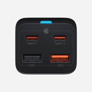 Baseus CCGP040101 GaN3 Pro Chargeur Secteur 65W Noir : 1x USB 2.0, 2x USB-C, 100-240V, 5-15V/3A, Téléphone/Tablette, 40x70x36.9mm - Miniature 2