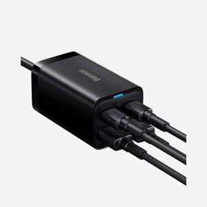 Baseus CCGP040101 GaN3 Pro Chargeur Secteur 65W Noir : 1x USB 2.0, 2x USB-C, 100-240V, 5-15V/3A, Téléphone/Tablette, 40x70x36.9mm - Miniature 3