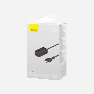Baseus CCGP040101 GaN3 Pro Chargeur Secteur 65W Noir : 1x USB 2.0, 2x USB-C, 100-240V, 5-15V/3A, Téléphone/Tablette, 40x70x36.9mm - Miniature 4