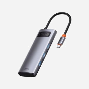 Baseus WKWG020013 Station d'accueil filaire USB 3.2 Gen 1 (3 ports) / HDMI / RJ-45 1Gbps / USB Power Delivery 100W / Aluminium Bleu/Gris, Windows/Linux - Miniature 5