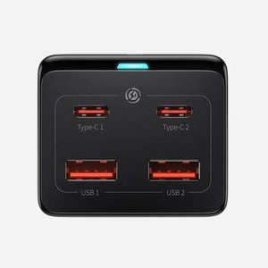 Baseus PSZM000401 Chargeur Secteur Universel 100W GaN, 4 Ports USB (2x Type-C, 2x Type-A), 4 Prises Type F, Charge Rapide, Câble 1.5m - Miniature 3
