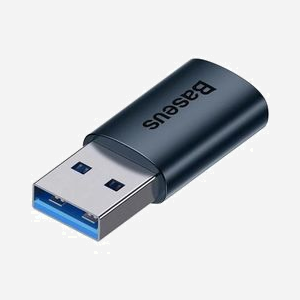 Baseus Adaptateur USB Type-A Femelle vers USB Type-C Mâle - Transfert 10 Gbit/s - Noir - Dimensions 14x22x8mm - Réf. ZJJQ000101 - Miniature 1