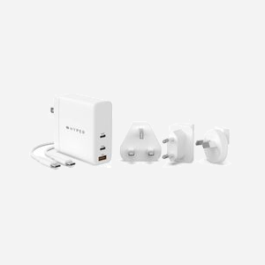HYPER Chargeur Secteur Universel 140W Blanc - 2x USB Type-C, USB Power Delivery 3.1, Câble 2m, Fiches AU/EU/UK - HJG140WW - Miniature 5