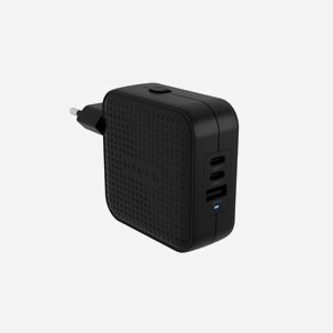HYPER Chargeur Secteur 70W HJ1003BKWWGL: 2x USB-C (Power Delivery 3.0, PPS jusqu'à 70W) + 1x USB 2.0, GaN, Quick Charge 2.0/3.0, Noir, Adaptateurs ANZ/EU/UK/US