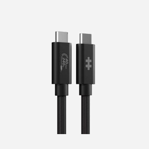 HYPER Câble USB4 Gen 3x2 (40 Gbit/s) USB-C vers USB-C 1.2m Noir, Power Delivery 240W, résolution 7680x4320, 144Hz, HD6500BKGL - Miniature 1