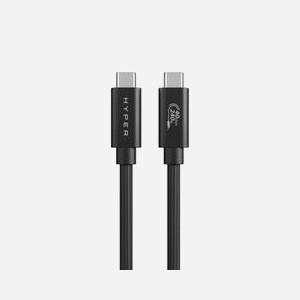 HYPER Câble USB4 Gen 3x2 (40 Gbit/s) USB-C vers USB-C 1.2m Noir, Power Delivery 240W, résolution 7680x4320, 144Hz, HD6500BKGL - Miniature 2