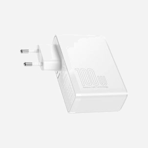 Baseus CCGAN2P-L02 Chargeur Secteur Universel GaN2 Pro 100W Blanc - 2x USB-A 2.0, 2x USB-C, 100-240V, 50/60Hz, PC, 36x32x107mm, 205g - Miniature 2