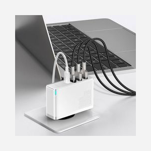 Baseus CCGAN2P-L02 Chargeur Secteur Universel GaN2 Pro 100W Blanc - 2x USB-A 2.0, 2x USB-C, 100-240V, 50/60Hz, PC, 36x32x107mm, 205g - Miniature 3