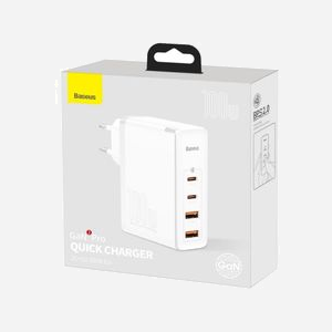 Baseus CCGAN2P-L02 Chargeur Secteur Universel GaN2 Pro 100W Blanc - 2x USB-A 2.0, 2x USB-C, 100-240V, 50/60Hz, PC, 36x32x107mm, 205g - Miniature 4