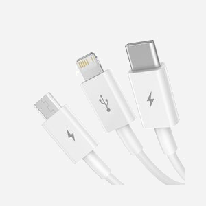 Baseus Superior Câble USB 2.0 1.5m USB-A vers USB-C/Micro USB A/Lightning, 480 Mbit/s, Blanc, 3.5A, Connecteurs Mâles, TPE - Miniature 2