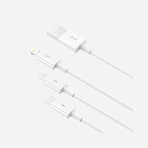 Baseus Superior Câble USB 2.0 1.5m USB-A vers USB-C/Micro USB A/Lightning, 480 Mbit/s, Blanc, 3.5A, Connecteurs Mâles, TPE - Miniature 4