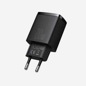 Baseus CCXJ-B01 Chargeur Secteur Universel 20W USB-C + USB-A, Power Delivery 3.0, Quick Charge 3.0, 100-240V, Noir, Protection Surtension/Surchauffe - Miniature 2