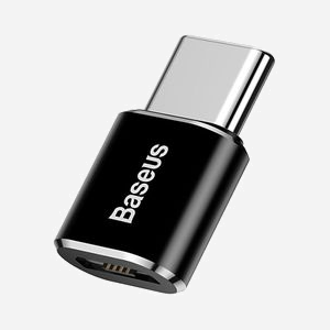Baseus ABMU24ABK Adaptateur microUSB vers Type C Noir et Argent, Connecteur 1 microUSB, Connecteur 2 Type C - Miniature 2