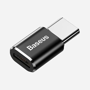 Baseus ABMU24ABK Adaptateur microUSB vers Type C Noir et Argent, Connecteur 1 microUSB, Connecteur 2 Type C - Miniature 3