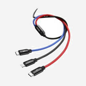 Baseus CAMLT-ASY01 Câble USB 0.3m Noir - USB A vers USB-C / Micro USB A / Lightning - Courant Max 3.5A - Connecteurs Mâles Droit - Miniature 2