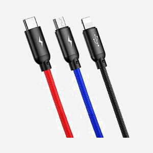 Baseus CAMLT-ASY01 Câble USB 0.3m Noir - USB A vers USB-C / Micro USB A / Lightning - Courant Max 3.5A - Connecteurs Mâles Droit - Miniature 3