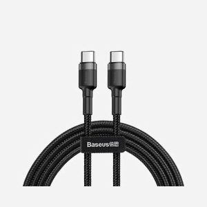 Baseus Cafule Câble USB-C vers USB-C 1m Noir/Gris, 480 Mbit/s, USB Power Delivery 60W (20V/3A), Connecteurs mâles, Gaine Nylon KBCACC601GRBK