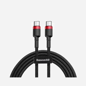 Câble Baseus Cafule USB-C Mâle vers USB-C Mâle 2m Noir/Rouge - USB 2.0 - 480 Mbit/s - 60W (20V/3A) - Nylon