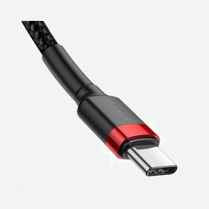 Câble Baseus Cafule USB-C Mâle vers USB-C Mâle 2m Noir/Rouge - USB 2.0 - 480 Mbit/s - 60W (20V/3A) - Nylon - Miniature 2