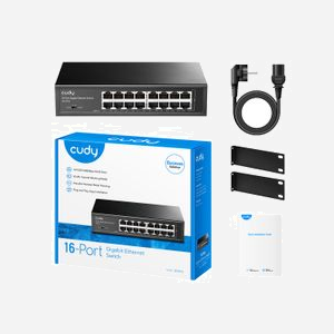 Cudy GS1016 Commutateur Ethernet Gigabit 16 Ports RJ-45 10/100/1000, 32 Gbit/s, 8K MAC, Jumbo Frames 9216, Montage Rack, Noir - Miniature 4