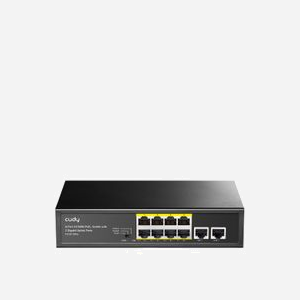 Cudy FS1010PG Switch Fast Ethernet 8 ports 10/100 PoE 120W + 2 Uplink, 8000 MAC, boîtier métal, standards IEEE 802.3af/at/az/x