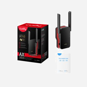 Cudy RE3000 - Amplificateur Wi-Fi bi-bande 2.4/5GHz - 574/2402 Mbit/s - IEEE 802.11ax/ac/n/g/b/a - Port Ethernet - Noir/Rouge - Miniature 5