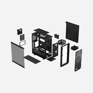 Fractal Design Meshify 2 Compact Lite Noir - Boîtier PC Moyen Tour ATX/micro ATX/Mini-ITX, 2x140mm avant, Acier/Verre trempé, USB 3.2 Gen 1 - Miniature 4