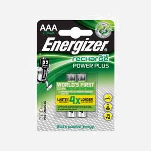 Energizer Power Plus AAA : Batterie rechargeable NiMH 1.2V 700mAh, Lot de 2, Dimensions 44.5x1.05cm, Poids 11g, Température 0-50°C, Ref E300626500 - Miniature 1