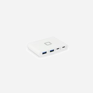 DICOTA D31731 Hub USB-C 4-en-1 Blanc : 2x USB-A 3.2 Gen 1, 2x USB-C 3.2 Gen 1, USB Power Delivery 3.0 jusqu'à 100W, Plug & Play, 90x60x15.7mm