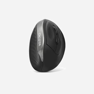 DICOTA D31981 Souris Ergonomique Bluetooth 1600 DPI, 5 Boutons, Droitier, Noir, Piles AA incluses, 76x75x110mm, 120g