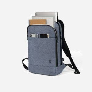 DICOTA Slim Eco MOTION Sac à dos 14.1" Bleu Denim Polyester Recyclé (RPET) 270x100x410mm Compartiment HDF Sangle Chariot Référence D32016-RPET - Miniature 5