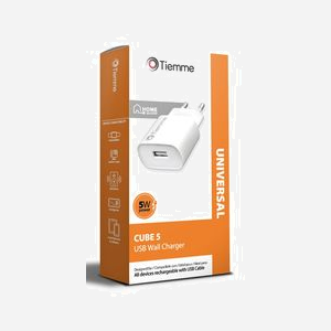 Tiemme 3637W Chargeur Secteur Universel 5W Blanc, 1 port USB 3.2 Gen 1, Chargeur Intérieur pour 1 Appareil - Miniature 5