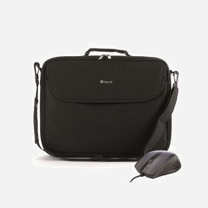 NGS Bureau Kit Sac Messenger Noir 16" (40.6cm) NGS-BUNDLE-0107 avec Compartiments, Sangle et Souris Inclus