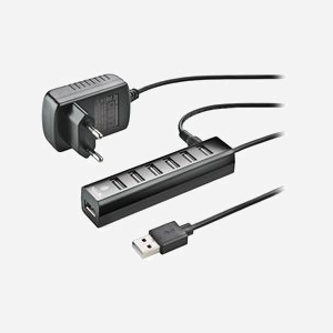 NGS IHUB7 TINY - Hub USB 2.0 7 Ports, 480 Mbit/s, Alimentation Externe, Compatible Windows/macOS/Linux, 102x23x20mm, Noir - Miniature 1