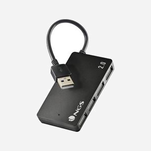 NGS IHUB4 TINY - Hub USB 2.0 Noir 4 Ports, 480 Mbit/s, Dimensions 77x42x12mm, Boîtier Plastique, Compatible Plug and Play, Certification CE - Miniature 1