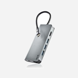 NGS Hub NGS-HUB-0090: Adaptateur USB 2.0 Type-C argenté, 3x USB 3.2 Gen 1, HDMI 4K 30Hz, RJ45 1Gbps, lecteurs SD/TF, Power Delivery 60W, compatible Windows/macOS/Linux - Miniature 1
