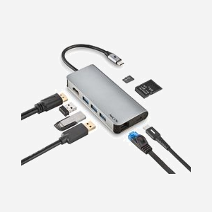NGS Hub NGS-HUB-0090: Adaptateur USB 2.0 Type-C argenté, 3x USB 3.2 Gen 1, HDMI 4K 30Hz, RJ45 1Gbps, lecteurs SD/TF, Power Delivery 60W, compatible Windows/macOS/Linux - Miniature 4