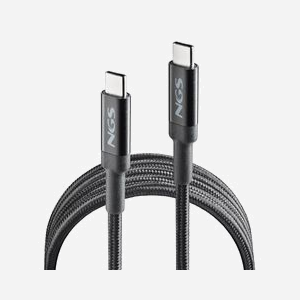 NGS KNOT 65W-2 : Câble USB-C vers USB-C 2.0 2m, Charge Rapide 65W (3A, 3.3-21V), Noir, Conforme CE/RoHS