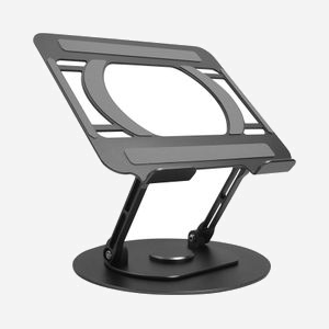 Vision VLM-TL Support Laptop/Livre Métal Gris, Plateau 258x225mm, Hauteur max 32cm, Rotation 360°, Bras 14cm, Pliable, Réglable, Surface Antidérapante - Miniature 1