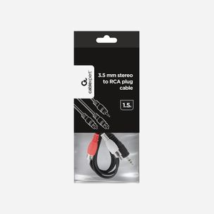 Câble audio Gembird CCA-458 - 1.5m, connecteur 3.5mm mâle vers 2x RCA mâle, Noir/Rouge/Blanc, Longueur 1.5 mètre - Miniature 2