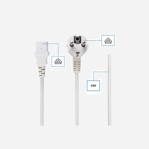 Gembird Câble d'alimentation PC-186W-VDE Blanc 1.8m CEE7/4 Mâle vers Femelle, 10A, VDE, 190g - Miniature 3