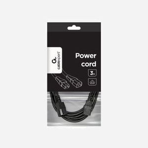 Gembird PC-189-VDE-3M : Câble d'alimentation 3m Noir - Connecteur C14 (Mâle) vers Connecteur C14 (Mâle) - Dimensions 120x240x30mm - Poids 283g