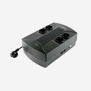 EnerGenie EG-UPS-001 Onduleur Line Interactive 0.65 kVA / 390W, 4 Prises Type F, Batterie 12V 7Ah, AVR, Niveau sonore 45dB, RoHS