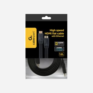 Gembird CC-HDMI4F-6 : Câble HDMI High Speed Flat avec Ethernet, 1.8m, Connecteurs plaqués or, 4K UHD 60Hz, 10 Gbit/s, Mâle/Mâle Type A - Miniature 5